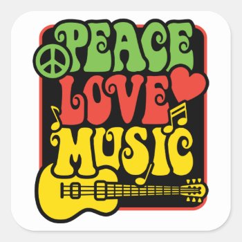 Rasta Peace-love-music Square Sticker by Lisann52 at Zazzle