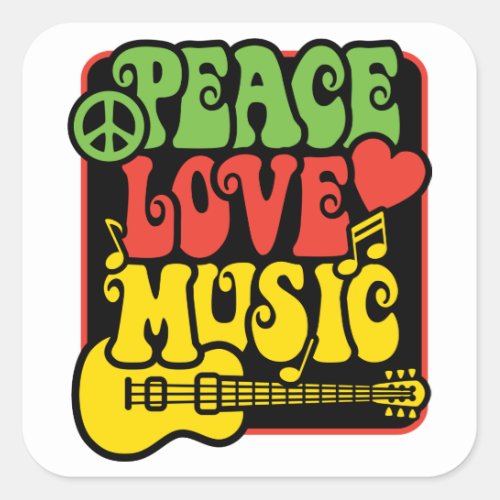 Rasta Peace_Love_Music Square Sticker