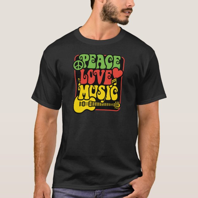 Rasta Peace Love Music T-Shirt (Front)