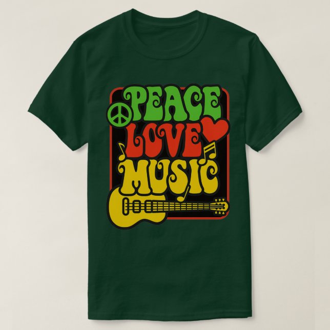 Rasta Peace Love Music  T-Shirt (Design Front)