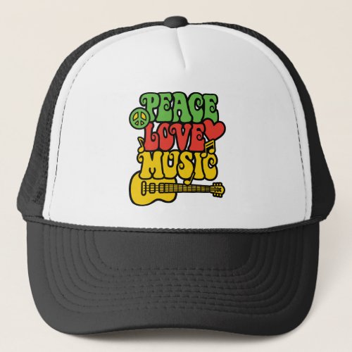 Rasta  Peace_Love_Music Trucker Hat