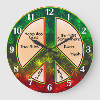 Rasta Peace Mellow Time Large Clock