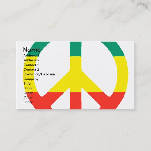 Rasta Peace Sign Business Card Templates