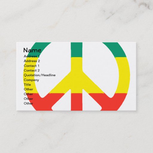 Customizable Rasta Peace Sign Business Card Templates