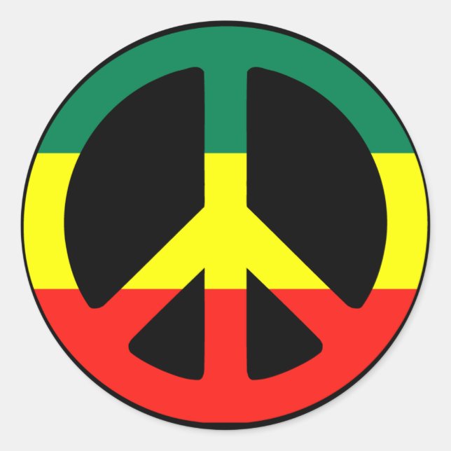 Rasta Peace Sign Classic Round Sticker (Front)