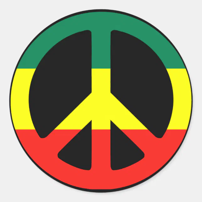 Rasta Peace Sign Classic Round Sticker | Zazzle