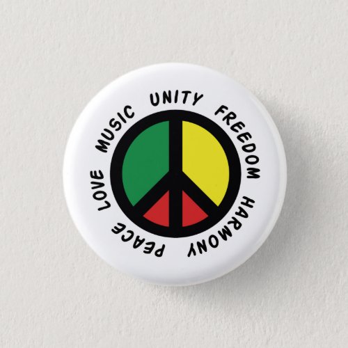 Rasta Peace Sign Peace Love Music Freedom Unity Button