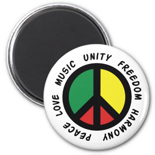 Rasta Peace Sign Peace Love Music Freedom Unity Magnet