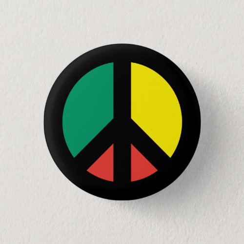 Rasta Peace Symbol Button