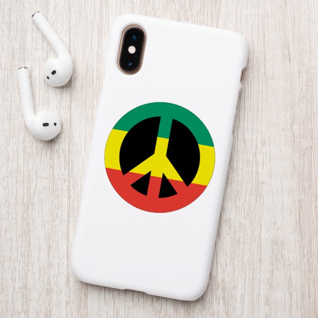 Rasta Peace Symbol Button Patch (On Phone Back)