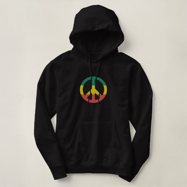 Rasta Peace Symbol Embroidered Shirt (Design Front)