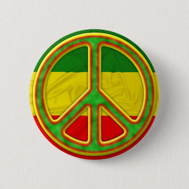 Rasta Peace Symbol Pinback Button (Front)