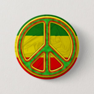 Rasta Peace Symbol Pinback Button