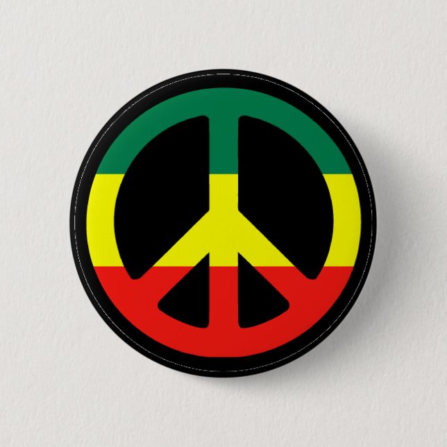 Rasta Peace Symbol Pinback Button (Front)
