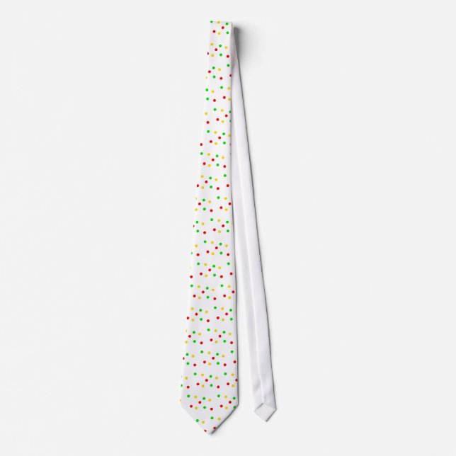 Rasta Polka Dots on White Neck Tie (Front)