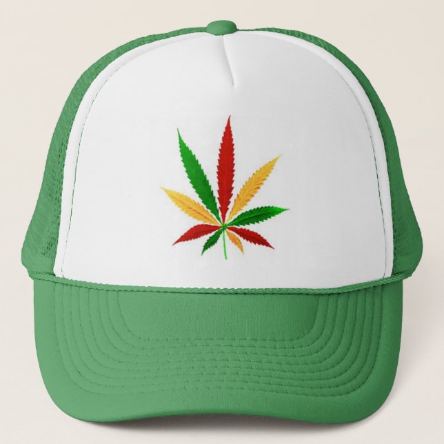 rasta pot leaf trucker hat (Front)