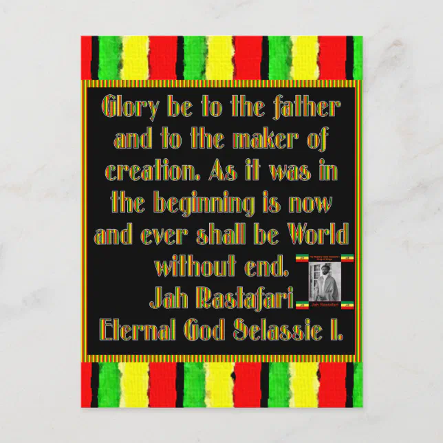 Goodnight Rasta Rasta Prayer Recited before the Smoking Ceremony Postcard | Zazzle