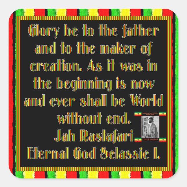 Rasta Prayer Recited before the Smoking Ceremony Square Sticker (Front)