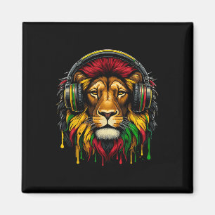 Rasta Raggae Jamaica Music Headphones Lion Of Juda Magnet