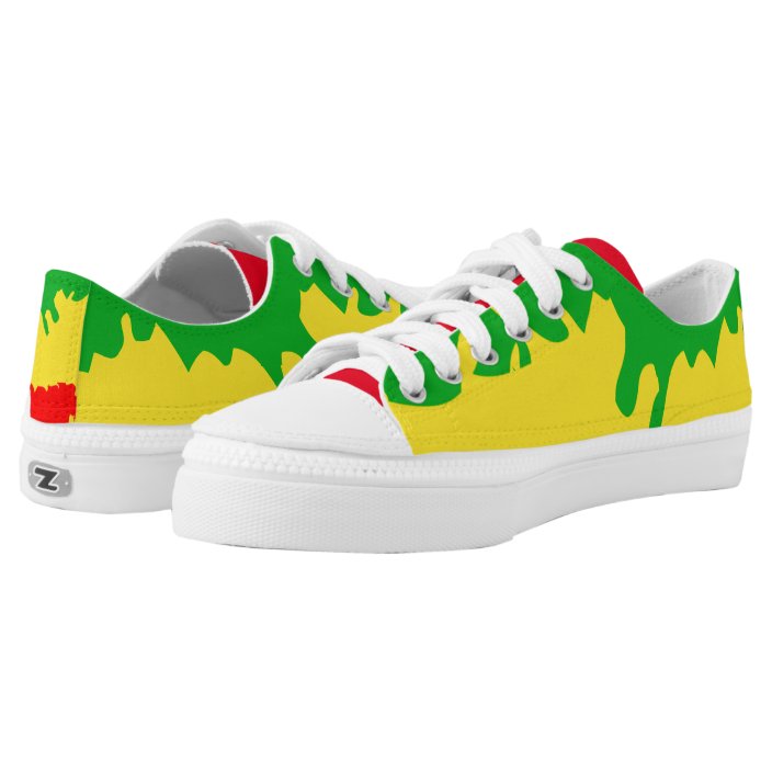 Rasta Red Green Gold Paint Splatter Shoe Zazzle