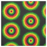 Rasta Red Yellow Green Tie Dye Circles Pattern Fabric