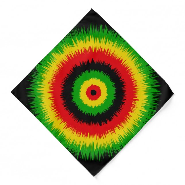 Rasta Red Yellow Green Tie Dye Pattern Bandana (Front)