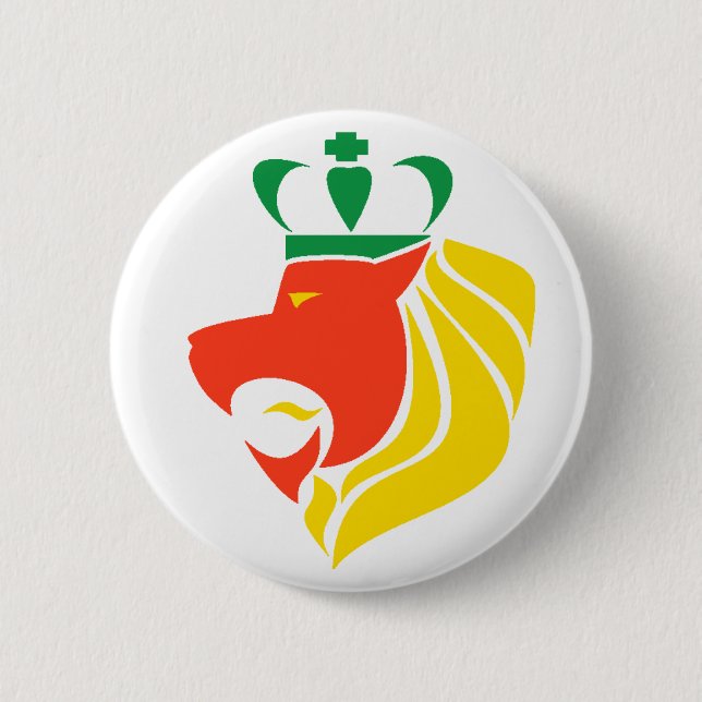 Rasta Reggae Crowned Lion Button (Front)