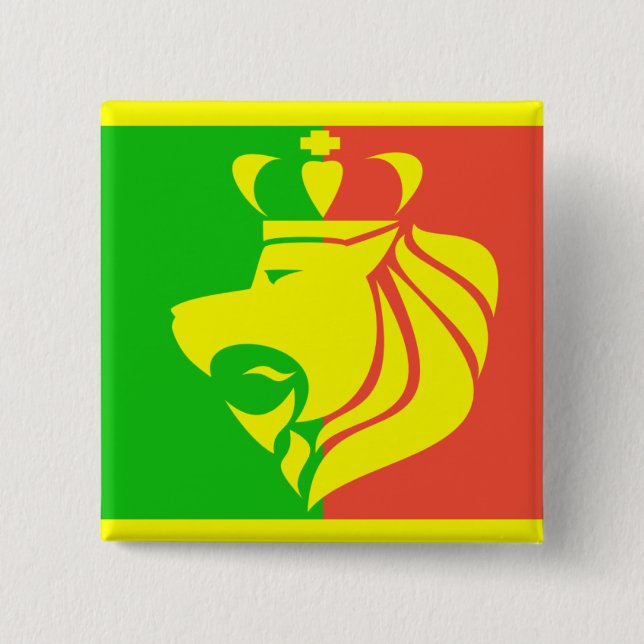 Rasta Reggae Flag and Lion Button (Front)