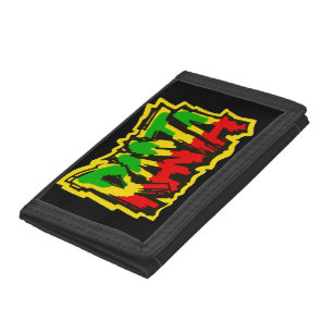 Rasta reggae graffiti tri-fold wallet