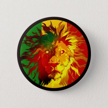 Rasta Reggae Lion Flag Button by nonstopshop at Zazzle