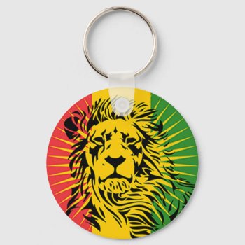 Rasta Reggae Lion Flag Keychain by nonstopshop at Zazzle