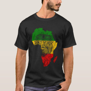 Rasta Reggae Lion Of Judah Africa Map Rastafari Ro T-Shirt