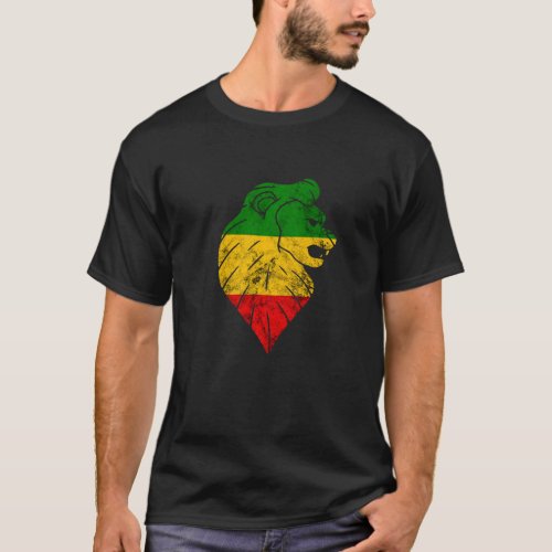 Rasta Reggae Lion Of Judah Ethiopian Lion Rastafar T_Shirt