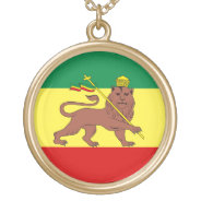 Rasta Reggae Lion Of Judah Gold Plated Necklace at Zazzle