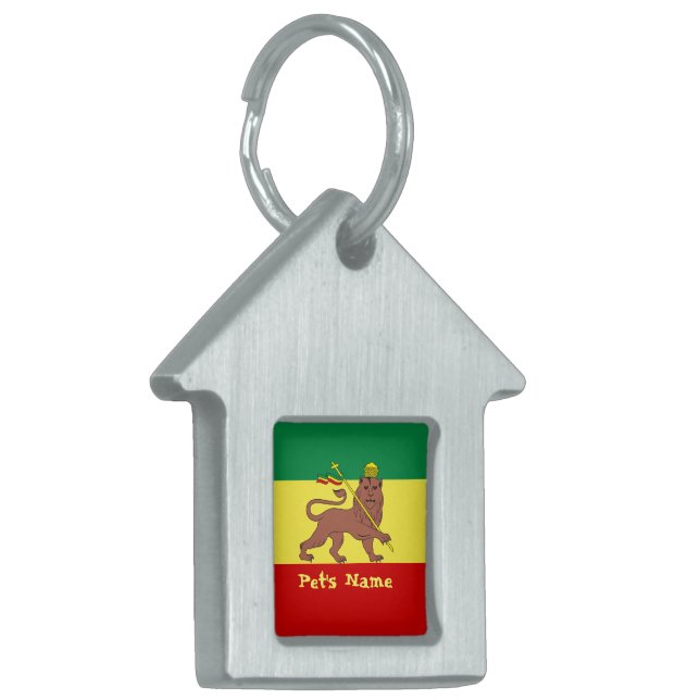 Rasta Reggae Lion of Judah Pet Tag (Front Left)