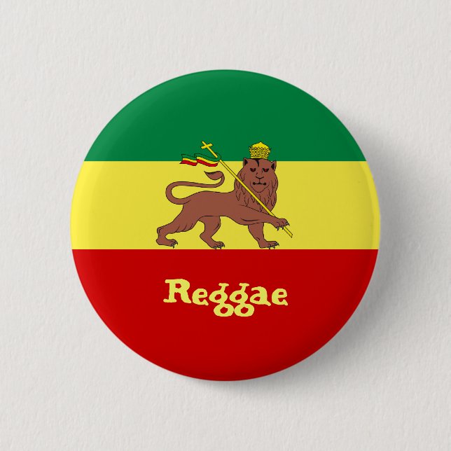 Rasta Reggae Lion of Judah Pinback Button (Front)