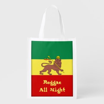 Rasta Reggae Lion Of Judah Reggae All Night Reusable Grocery Bag by DigitalDreambuilder at Zazzle