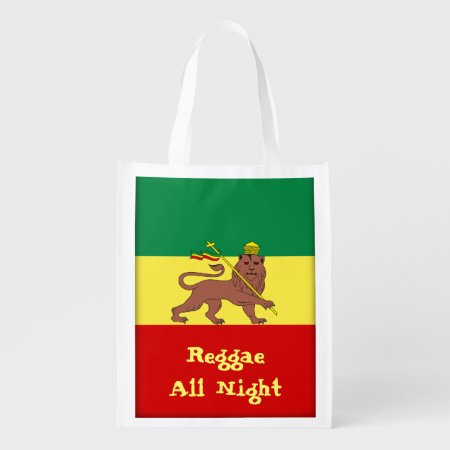 Rasta Reggae Lion Of Judah Reggae All Night Reusable Grocery Bag
