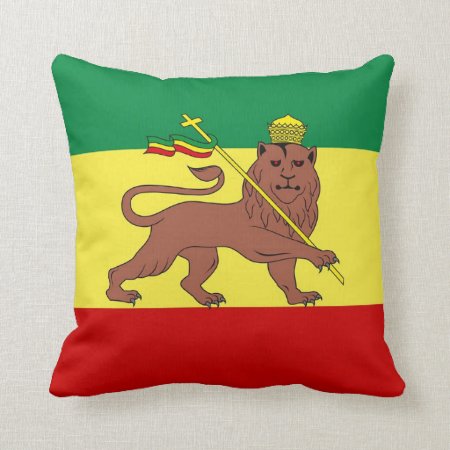 Rasta Reggae Lion Of Judah Throw Pillow