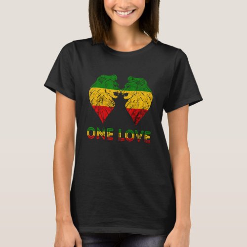 Rasta Reggae Lion Of Juddah One Love Rastafarian R T_Shirt
