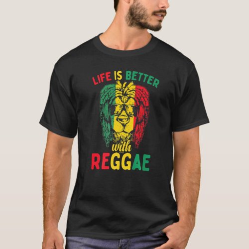 Rasta Reggae Lion Sunglass Rastafarian Reggae T_Shirt