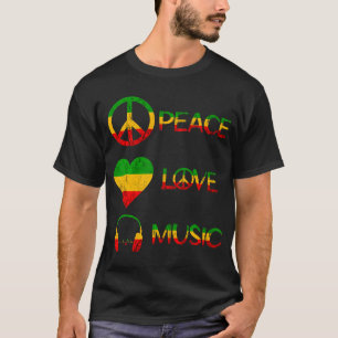 Rasta Reggae Love Peace Music Rastafari Roots T-Shirt
