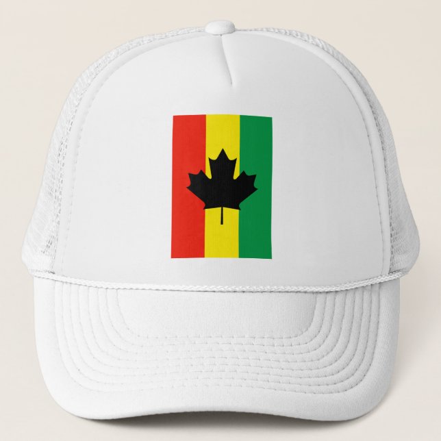 Rasta Reggae Maple Leaf Flag Trucker Hat (Front)