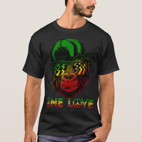 Rasta Reggae Monkey One Love Jamaica Music Headpho T_Shirt