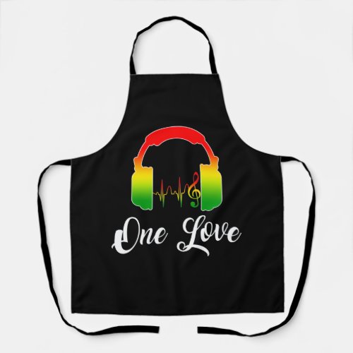 Rasta Reggae Music Headphones Jamaican Pride Apron