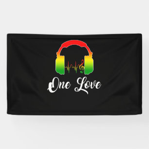 Rasta Reggae Music Headphones Jamaican Pride Banner