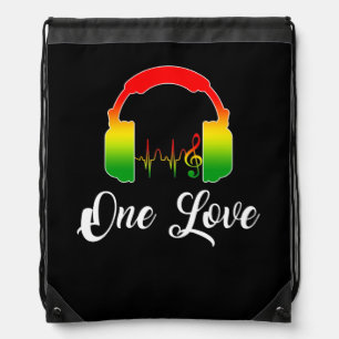 Rasta Reggae Music Headphones Jamaican Pride Drawstring Bag