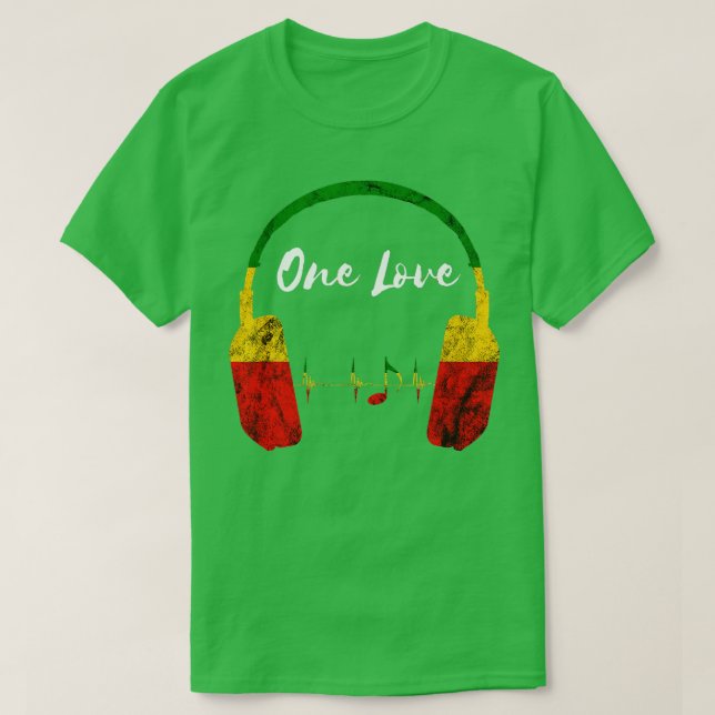 Rasta Reggae Music Headphones Jamaican Pride One L T-Shirt (Design Front)