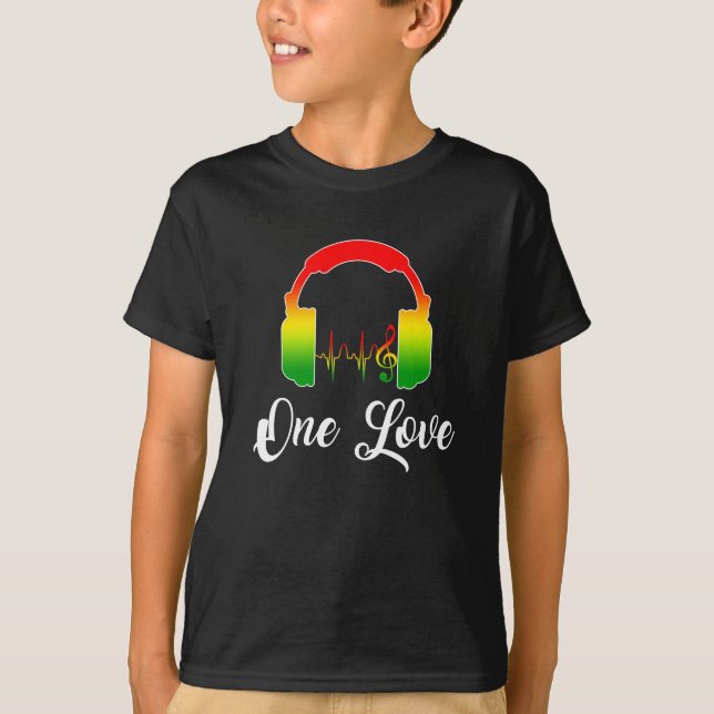 Rasta Reggae Music Headphones Jamaican Pride T-Shirt (Front)