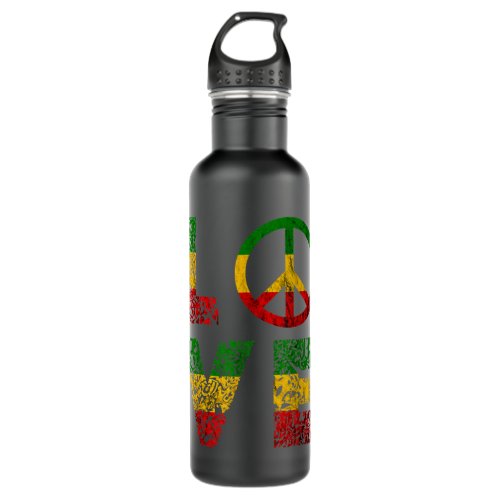 Rasta Reggae Music Love Peace Sign Rastafarian Lov Stainless Steel Water Bottle